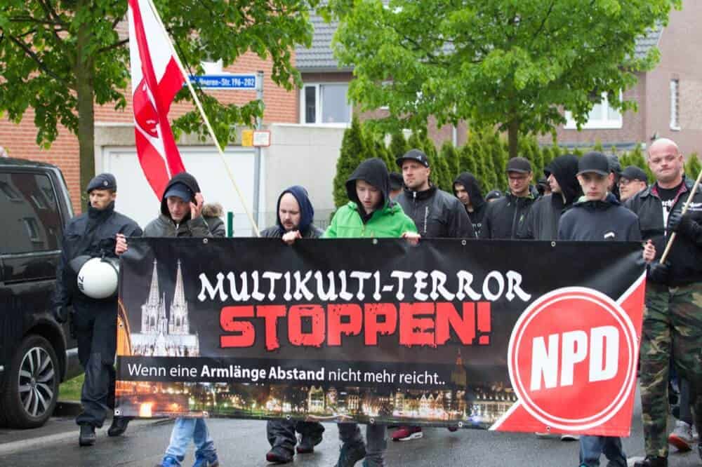 En demonstrasjon fra det nasjonalistiske partiet NPD i den tyske byen Bochum i Nordrhein-Westfalen i 2017. Foto: Shutterstock
